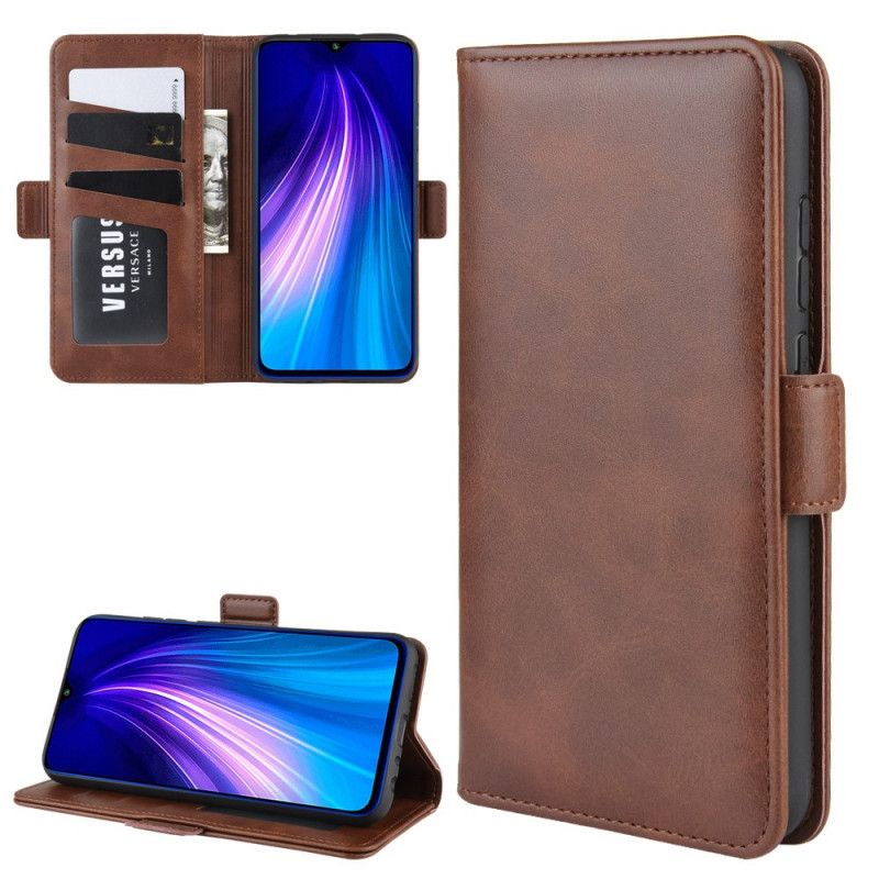 Etui Folio Xiaomi Redmi Note 8T Czerwony Czarny Podwójna Klapa