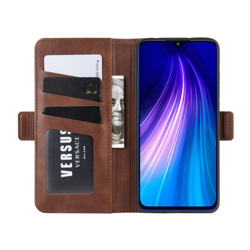 Etui Folio Xiaomi Redmi Note 8T Czerwony Czarny Podwójna Klapa