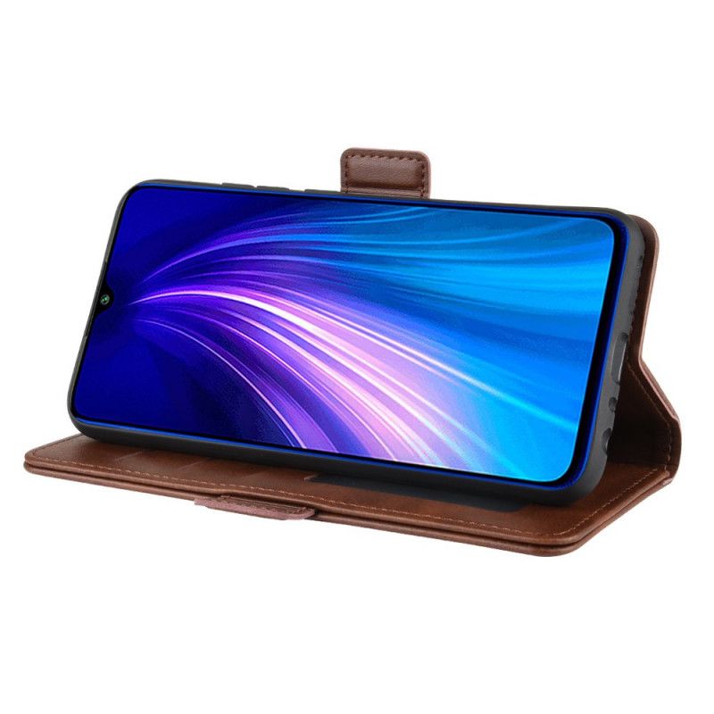 Etui Folio Xiaomi Redmi Note 8T Czerwony Czarny Podwójna Klapa