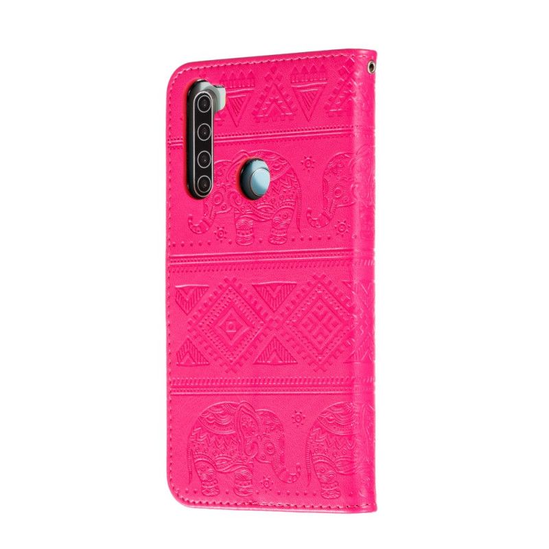 Etui Folio Xiaomi Redmi Note 8T Fioletowy Ciemnoniebieski Plemienne Słonie Ze Sztucznej Skóry Etui Ochronne