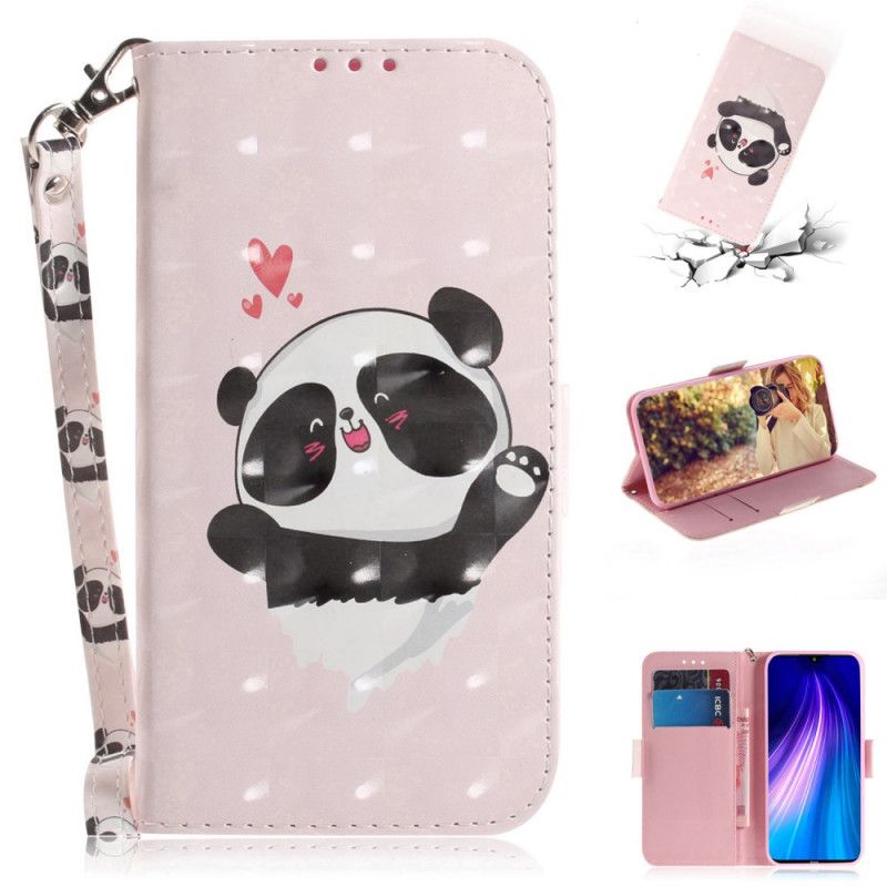 Etui Folio Xiaomi Redmi Note 8T Miłość Pandy Ze Stringami Etui Ochronne