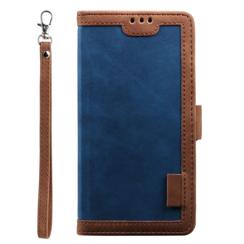 Etui Folio Xiaomi Redmi Note 8T Szary Czarny Dwukolorowa Imitacja Skóry Ze Wzmocnionymi Konturami