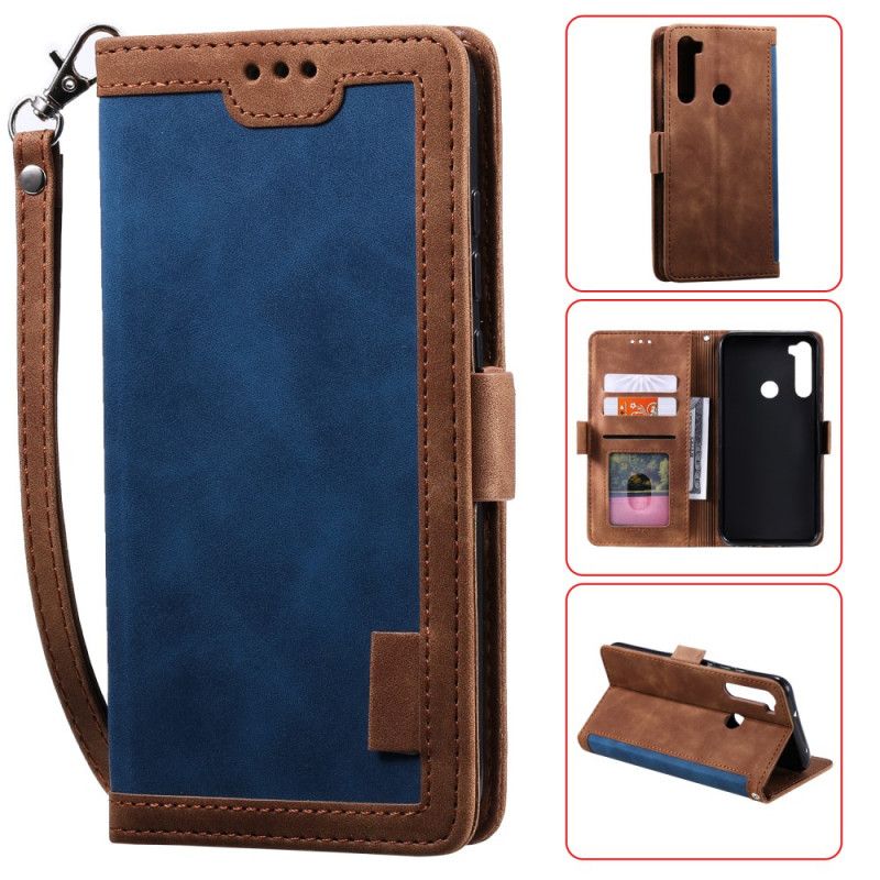 Etui Folio Xiaomi Redmi Note 8T Szary Czarny Dwukolorowa Imitacja Skóry Ze Wzmocnionymi Konturami