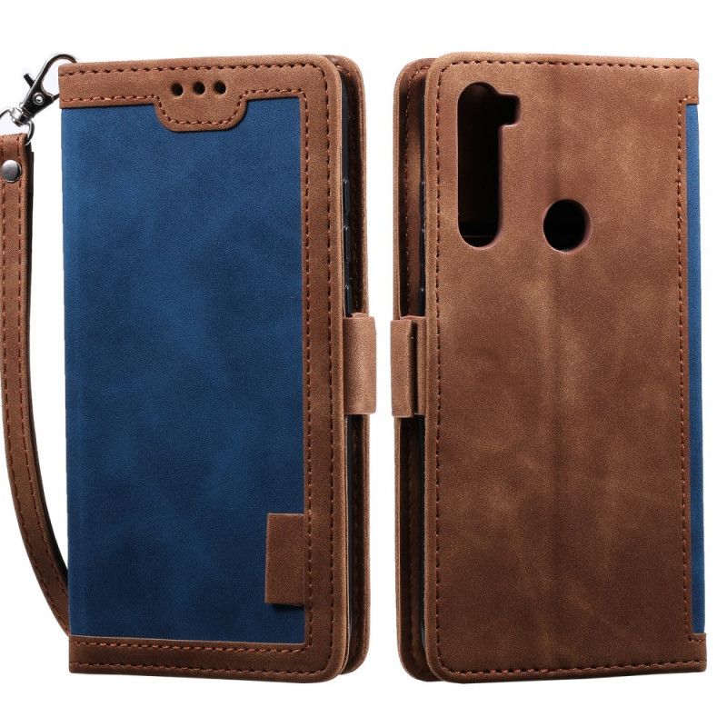 Etui Folio Xiaomi Redmi Note 8T Szary Czarny Dwukolorowa Imitacja Skóry Ze Wzmocnionymi Konturami