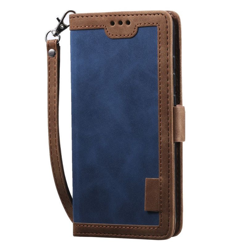 Etui Folio Xiaomi Redmi Note 8T Szary Czarny Dwukolorowa Imitacja Skóry Ze Wzmocnionymi Konturami