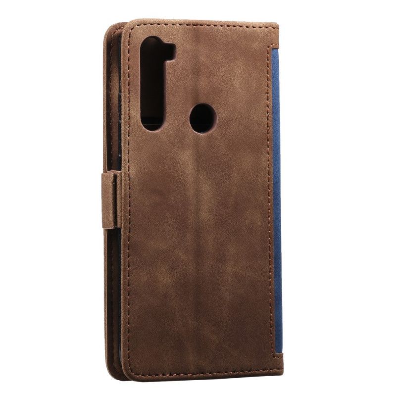 Etui Folio Xiaomi Redmi Note 8T Szary Czarny Dwukolorowa Imitacja Skóry Ze Wzmocnionymi Konturami