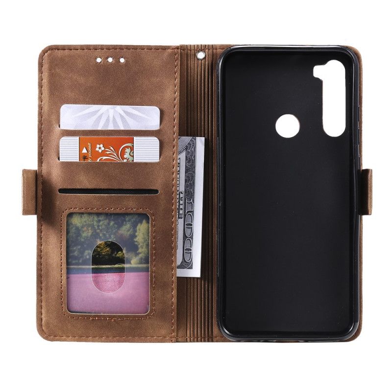 Etui Folio Xiaomi Redmi Note 8T Szary Czarny Dwukolorowa Imitacja Skóry Ze Wzmocnionymi Konturami