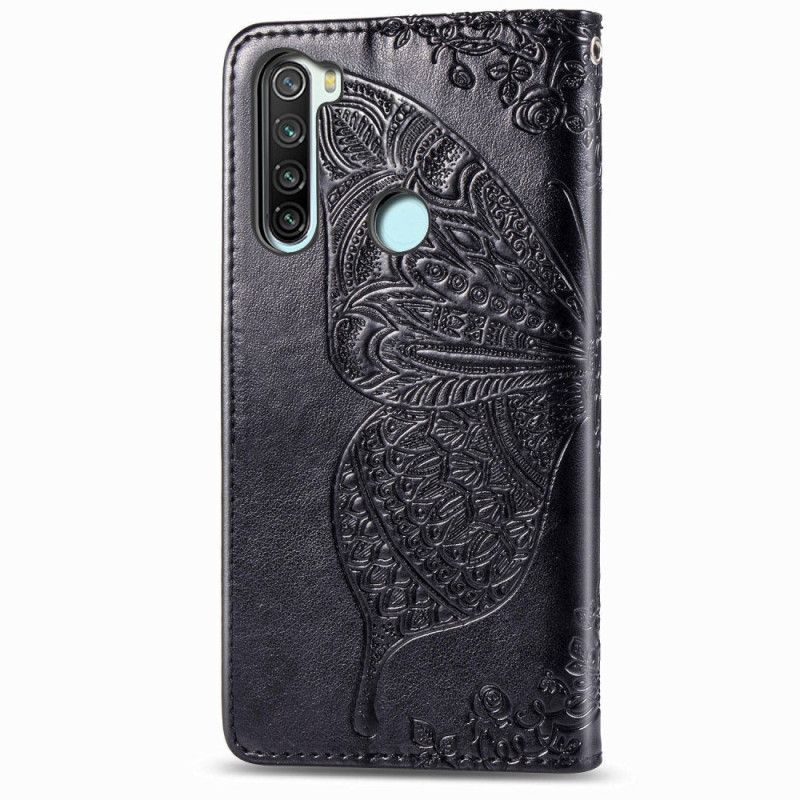 Etui Folio Xiaomi Redmi Note 8T Szary Czarny Pół Motyli Etui Ochronne