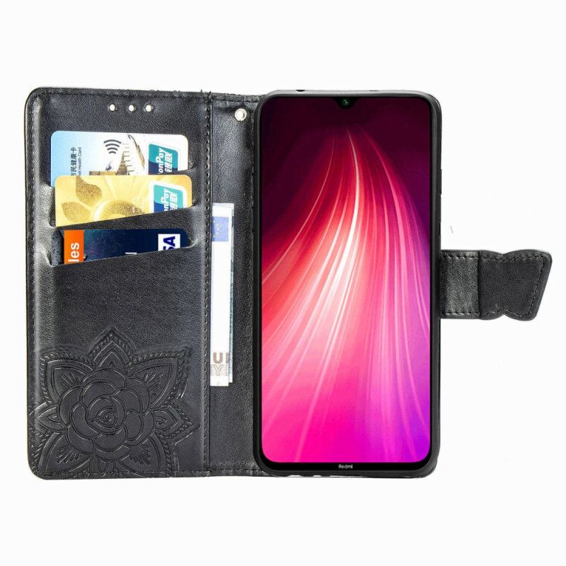 Etui Folio Xiaomi Redmi Note 8T Szary Czarny Pół Motyli Etui Ochronne