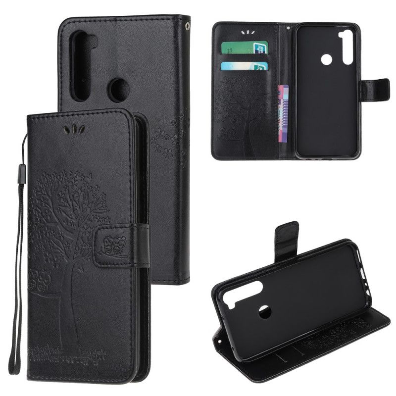 Etui Folio Xiaomi Redmi Note 8T Szary Czarny Sowy Drzewne I Stringi Etui Ochronne