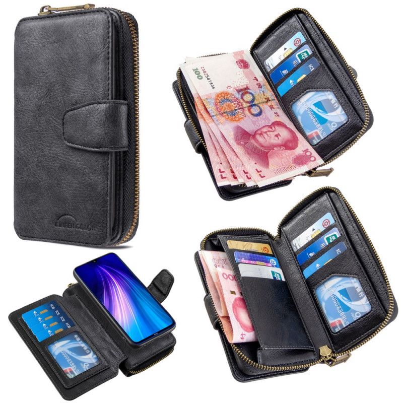 Etui Folio Xiaomi Redmi Note 8T Szary Czarny Wielofunkcyjna Zdejmowana Skorupa Etui Ochronne