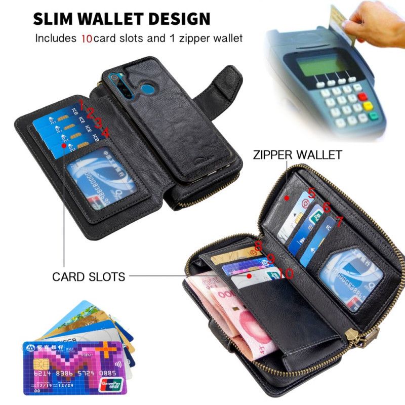 Etui Folio Xiaomi Redmi Note 8T Szary Czarny Wielofunkcyjna Zdejmowana Skorupa Etui Ochronne