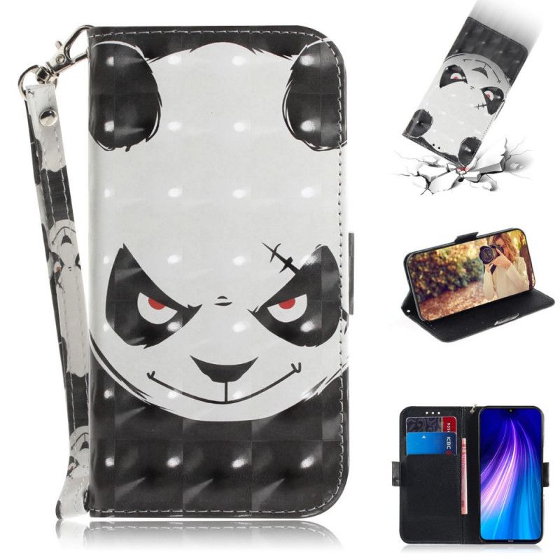 Etui Folio Xiaomi Redmi Note 8T Wściekła Panda Ze Stringami