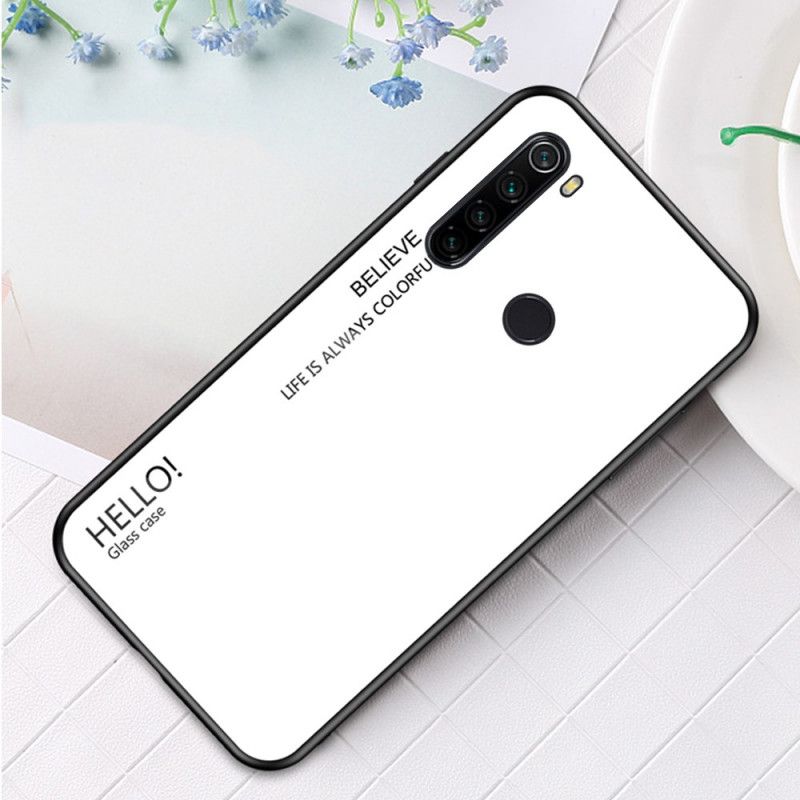 Etui Xiaomi Redmi Note 8T Biały Czarny Witam Szkło Hartowane