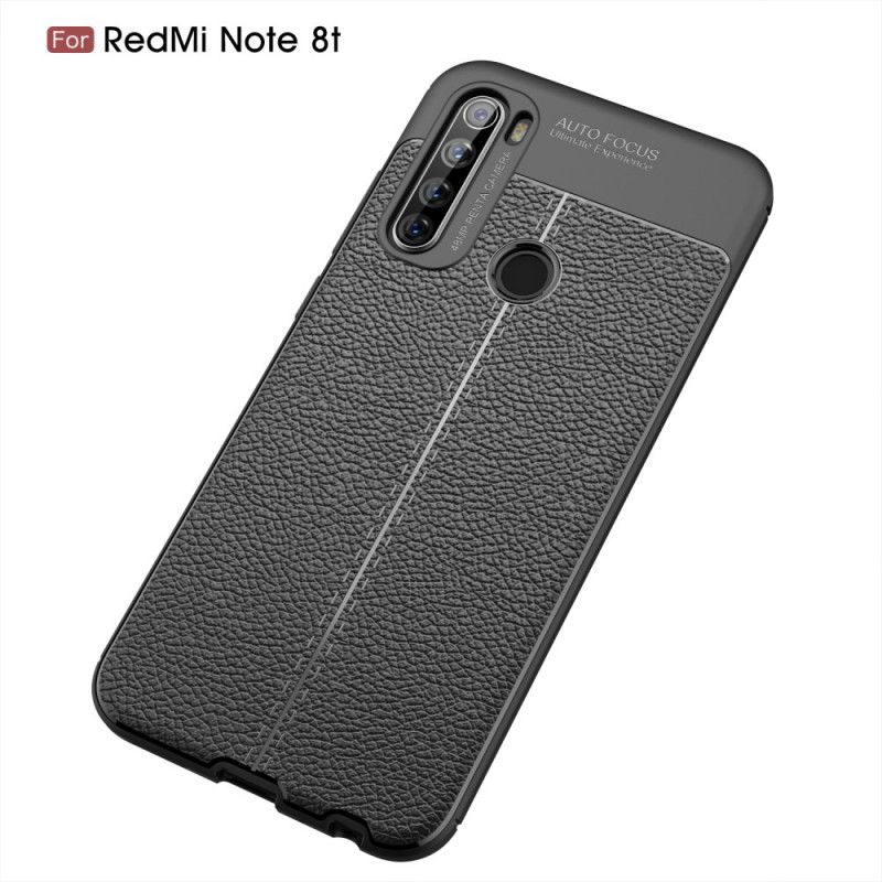 Etui Xiaomi Redmi Note 8T Czerwony Czarny Efekt Skóry Z Podwójną Linią Liczi Etui Ochronne