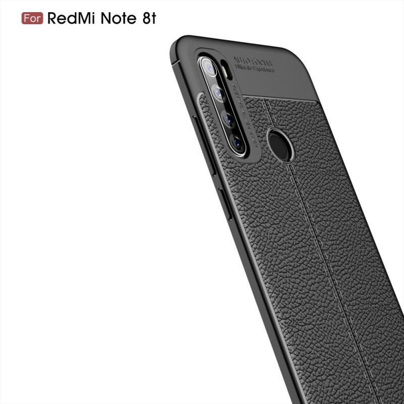 Etui Xiaomi Redmi Note 8T Czerwony Czarny Efekt Skóry Z Podwójną Linią Liczi Etui Ochronne