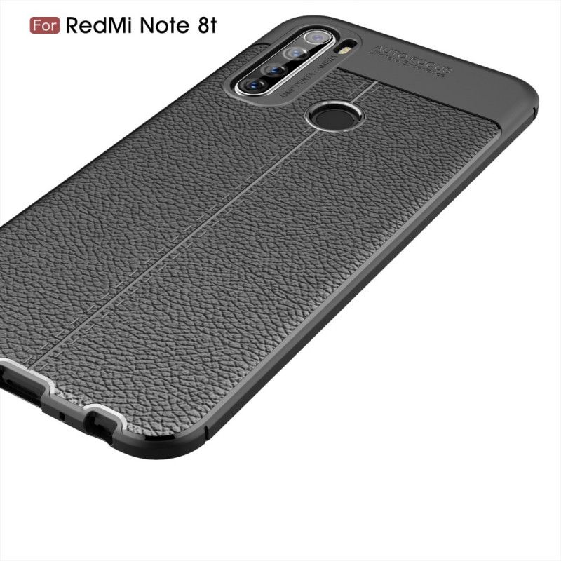 Etui Xiaomi Redmi Note 8T Czerwony Czarny Efekt Skóry Z Podwójną Linią Liczi Etui Ochronne