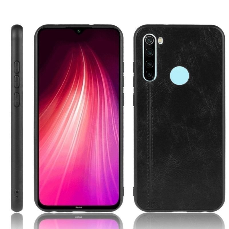 Etui Xiaomi Redmi Note 8T Czerwony Czarny Efekt Szytej Skóry