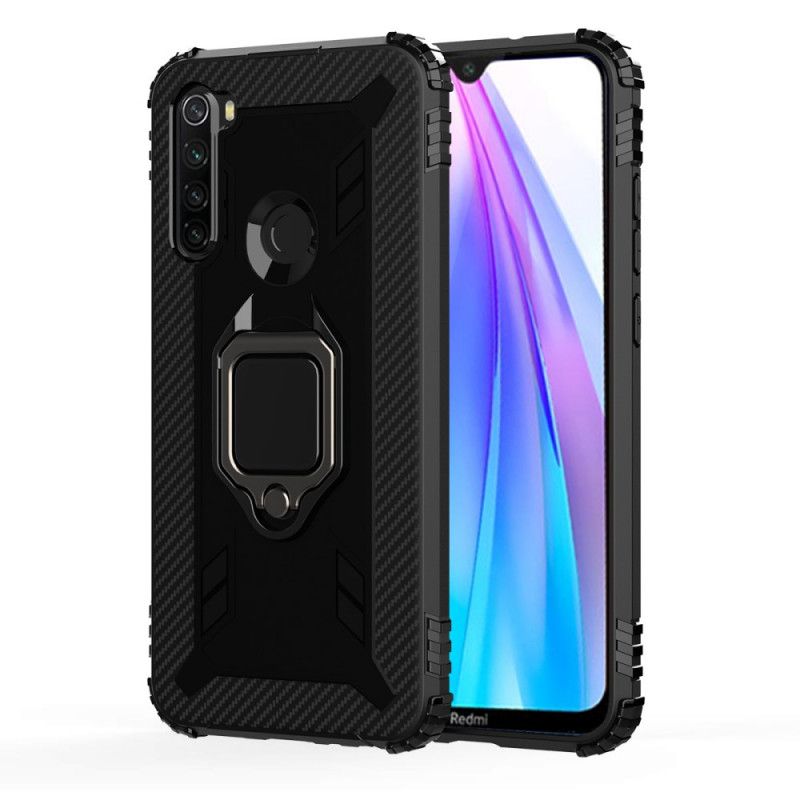 Etui Xiaomi Redmi Note 8T Czerwony Czarny Pierścień I Włókno Węglowe Etui Ochronne