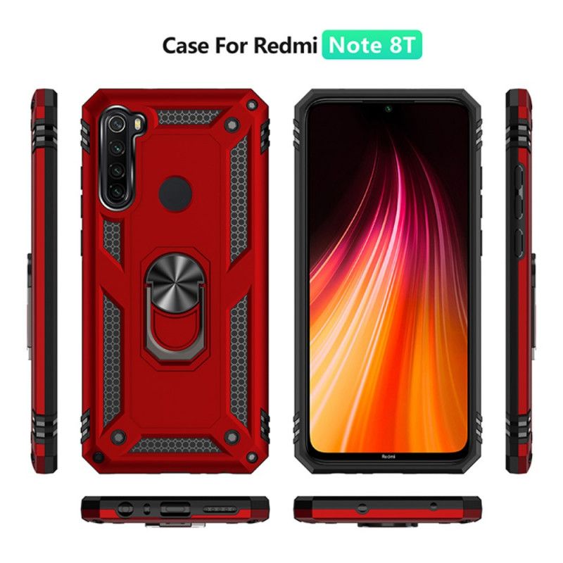 Etui Xiaomi Redmi Note 8T Czerwony Czarny Pierścień Premium