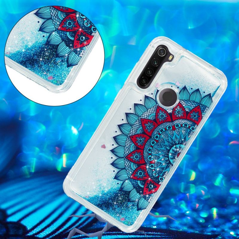 Etui Xiaomi Redmi Note 8T Jasnoniebieski Ciemnoniebieski Brokatowa Mandala