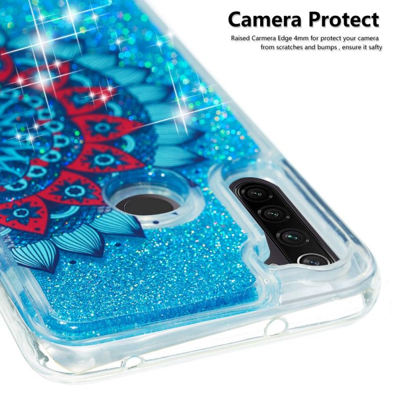 Etui Xiaomi Redmi Note 8T Jasnoniebieski Ciemnoniebieski Brokatowa Mandala