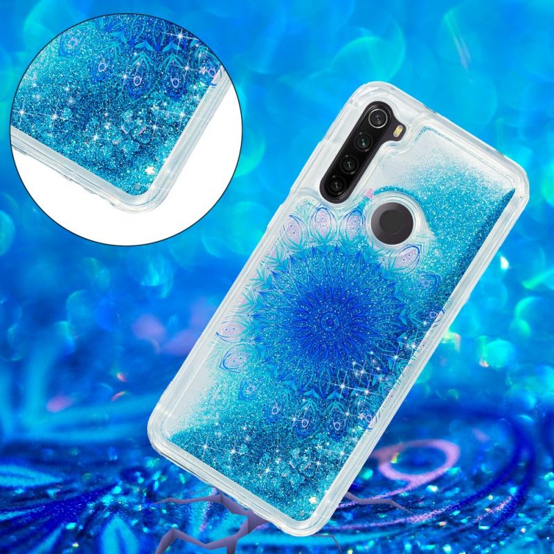 Etui Xiaomi Redmi Note 8T Jasnoniebieski Ciemnoniebieski Brokatowa Mandala