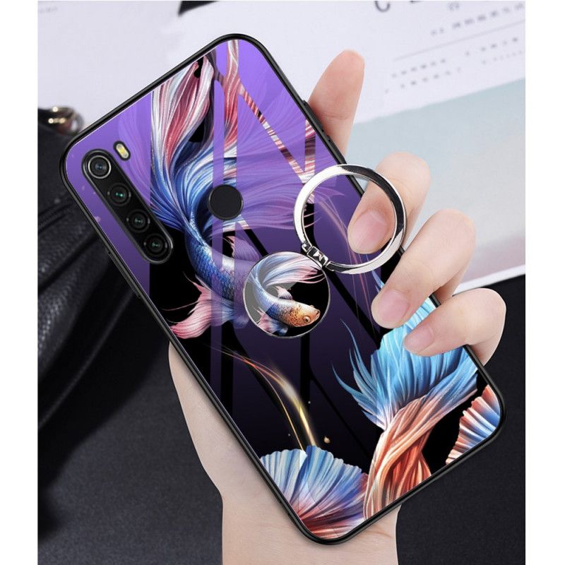 Etui Xiaomi Redmi Note 8T Jasnoniebieski Czerwony Szkło Hartowane Z Fluorescencyjnym Wzorem