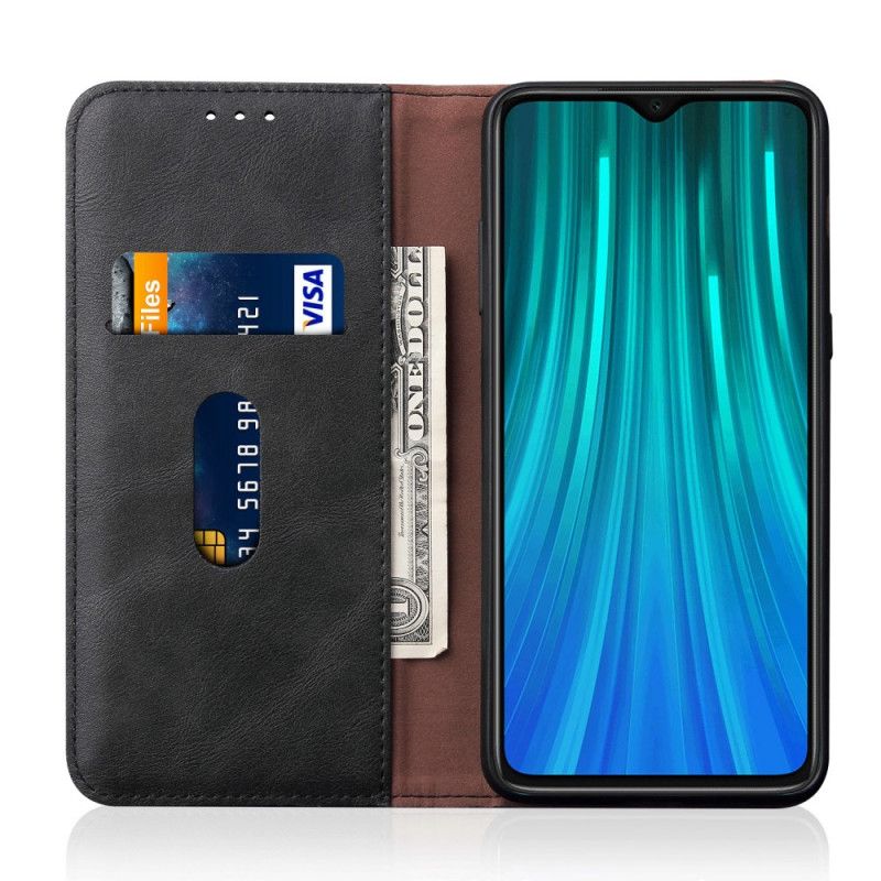 Flip Kotelot Xiaomi Redmi Note 8T Czerwony Czarny Efekt Szytej Skóry