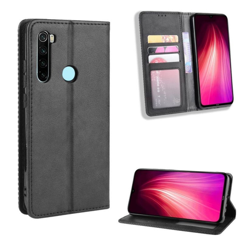 Flip Kotelot Xiaomi Redmi Note 8T Czerwony Czarny Stylizowany Efekt Skóry W Stylu Vintage Etui Ochronne