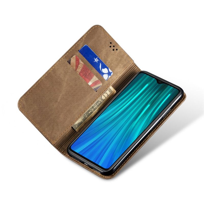 Flip Kotelot Xiaomi Redmi Note 8T Granatowy Czarny Tkanina Dżinsowa Etui Ochronne