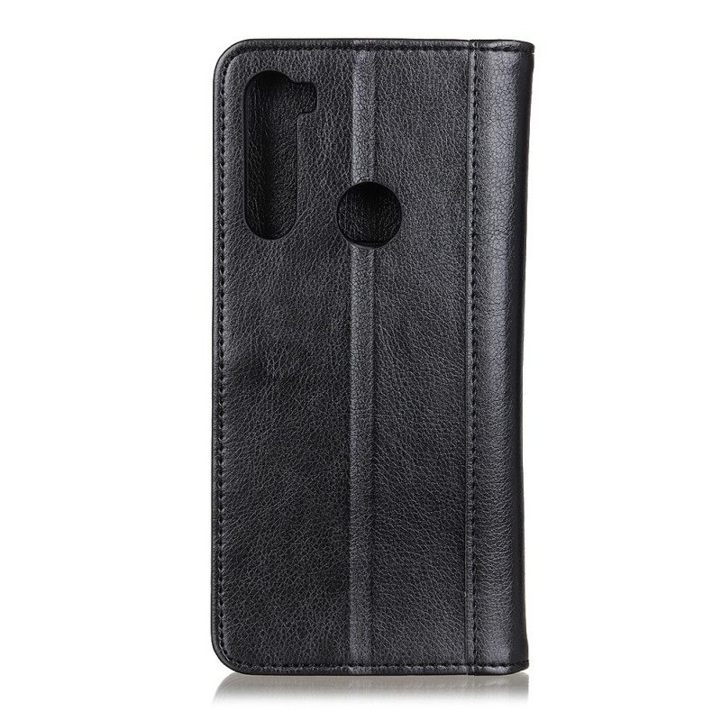 Flip Kotelot Xiaomi Redmi Note 8T Granatowy Czarny Wersja Z Dwoinowej Skóry Liczi