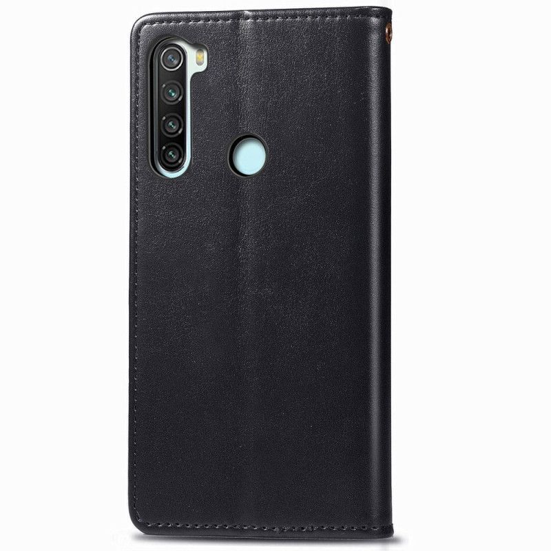 Skórzany Futerał Xiaomi Redmi Note 8T Czerwony Czarny Etui na Telefon Skórzany Kapelusz W Stylu Księcia Z Liczi