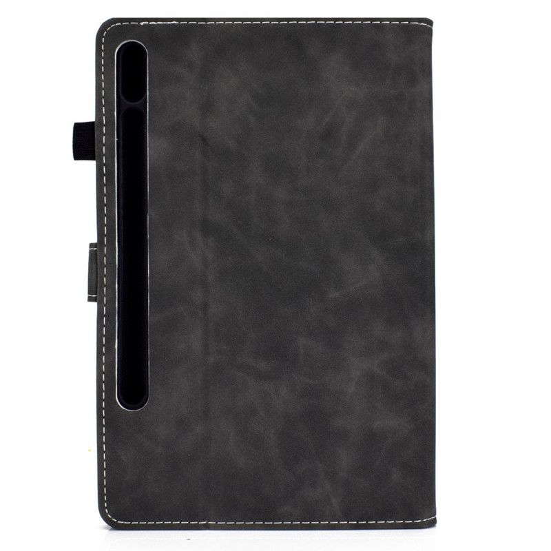 Etui Folio Samsung Galaxy Tab S7 Czerwony Czarny Efekt Skóry W Stylu Vintage