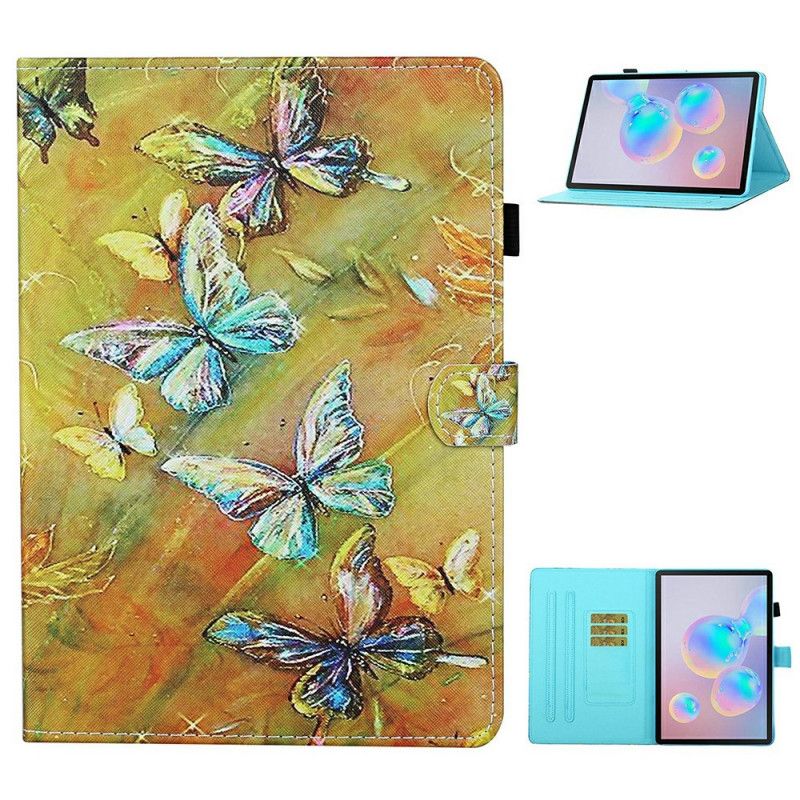 Etui Folio Samsung Galaxy Tab S7 Fioletowy Zielony Malowane Motyle Etui Ochronne