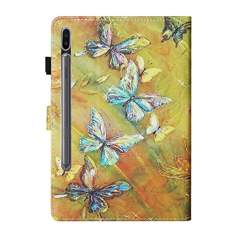 Etui Folio Samsung Galaxy Tab S7 Fioletowy Zielony Malowane Motyle Etui Ochronne