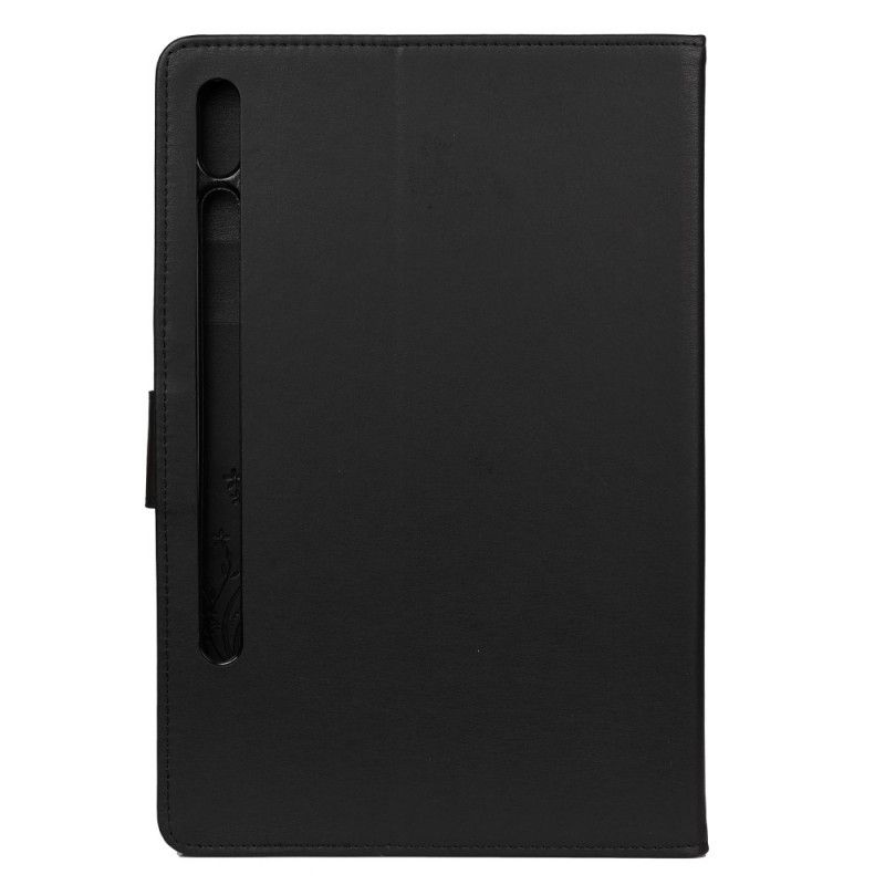 Etui Folio Samsung Galaxy Tab S7 Szary Czarny Kwiatowe Motyle