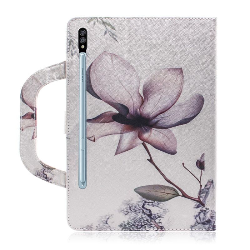 Etui Folio Samsung Galaxy Tab S7 Vintage Kwiat Z Rączką Etui Ochronne