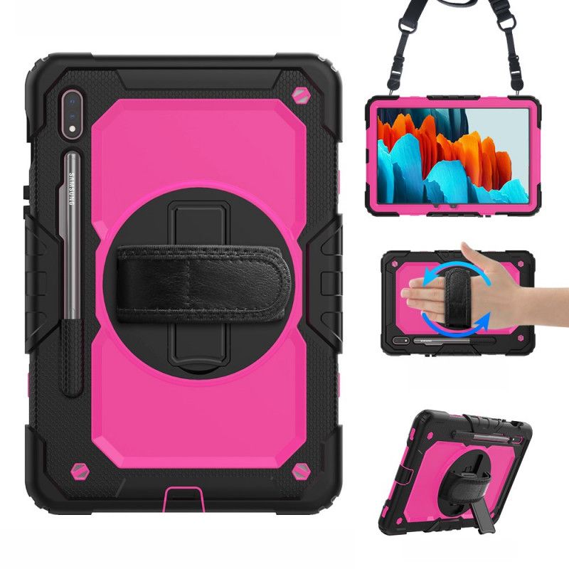 Etui Samsung Galaxy Tab S7 Ciemnoniebieski Magenta Dwukolorowy Wielofunkcyjny 2 Etui Ochronne