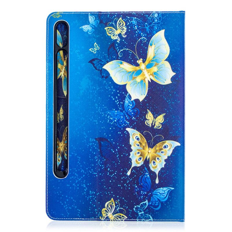 Etui Samsung Galaxy Tab S7 Jasnoniebieski Ciemnoniebieski Cenne Motyle Etui Ochronne