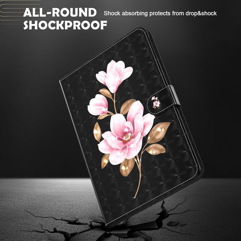 Okładka Ze Sztucznej Skóry Samsung Galaxy Tab S7 Różowy Czarny Tree Flowers