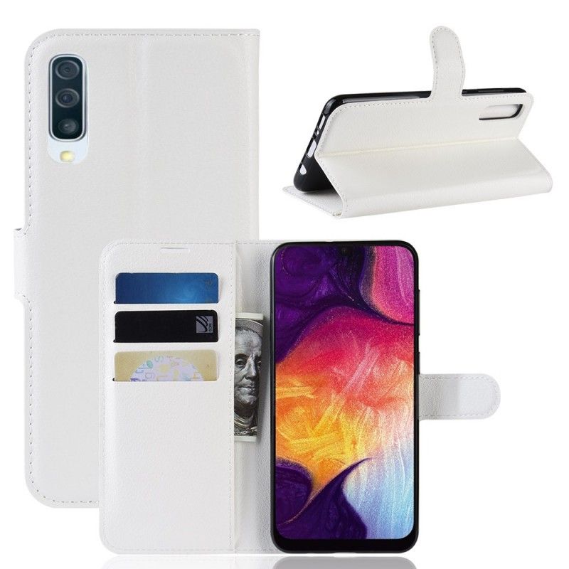 Etui Folio Samsung Galaxy A50 Biały Czarny Ekoskóra W Stylu Retro Etui Ochronne