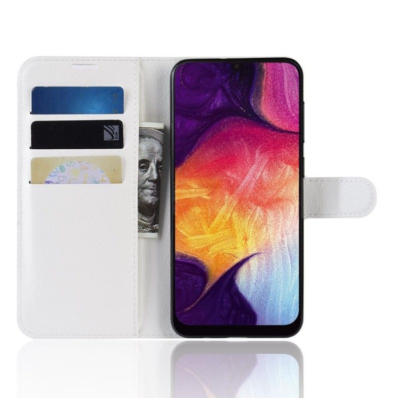 Etui Folio Samsung Galaxy A50 Biały Czarny Ekoskóra W Stylu Retro Etui Ochronne