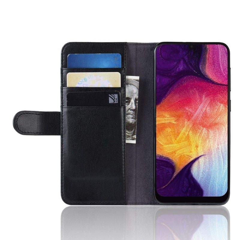 Etui Folio Samsung Galaxy A50 Brązowy Czarny Dwoina Skórzana