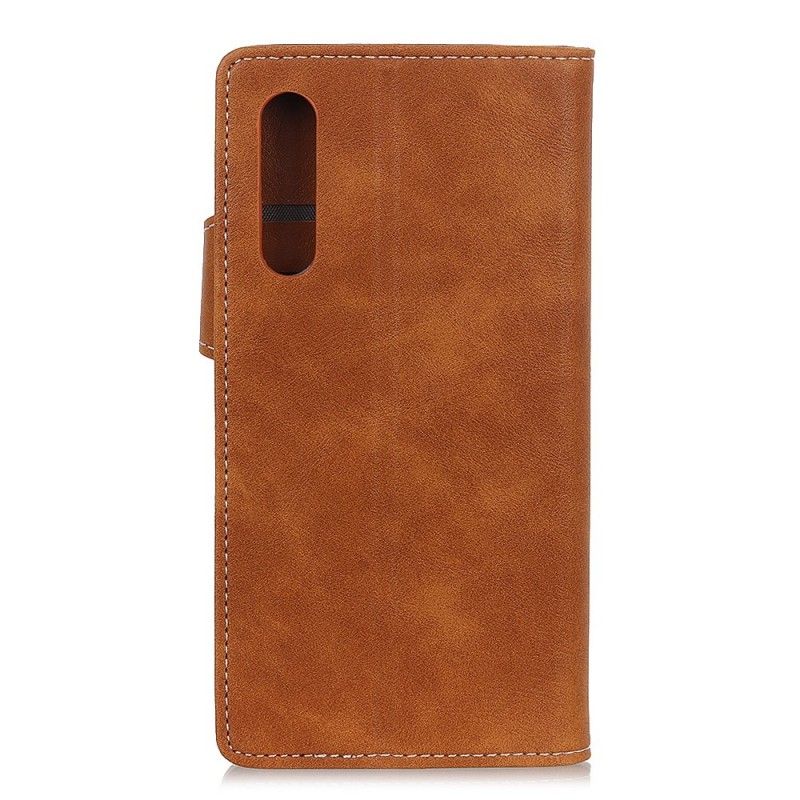 Etui Folio Samsung Galaxy A50 Czerwony Czarny Artystyczny Guzik I Szwy