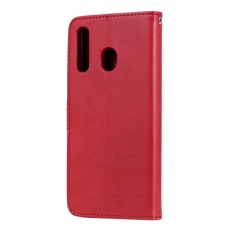 Etui Folio Samsung Galaxy A50 Czerwony Czarny Efekt Skóry Ze Stringami Etui Ochronne