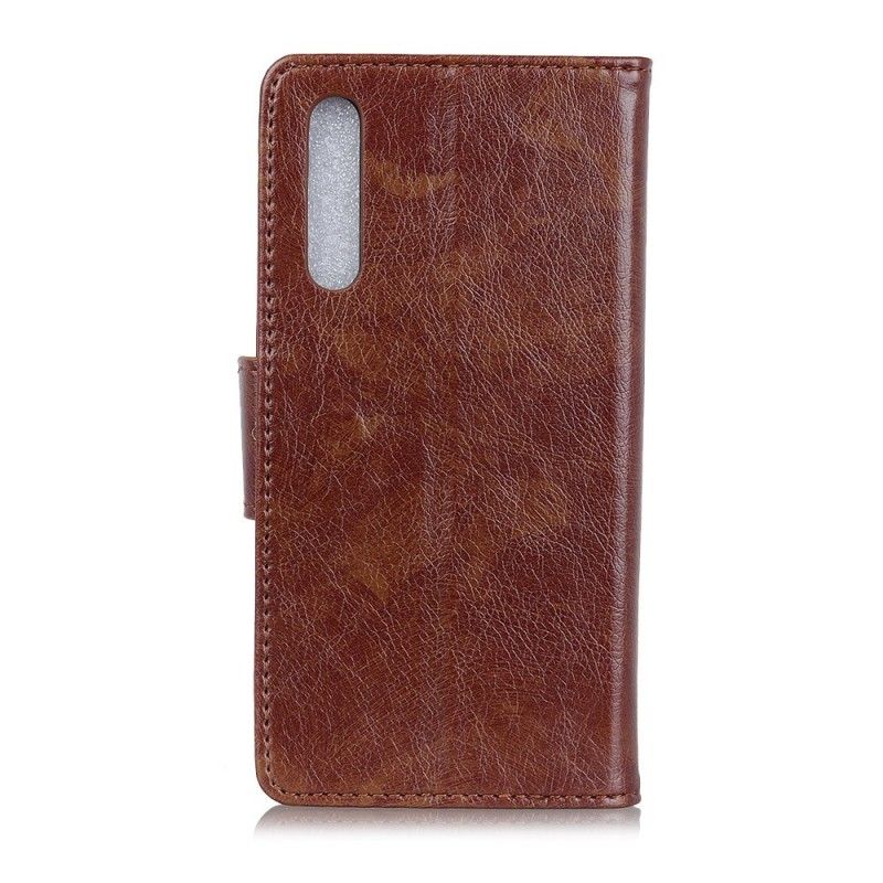 Etui Folio Samsung Galaxy A50 Czerwony Czarny Elegancki Efekt Błyszczącej Skóry