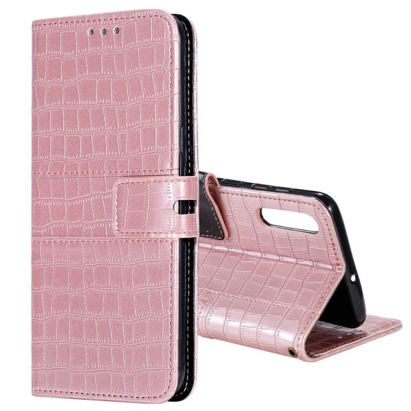 Etui Folio Samsung Galaxy A50 Czerwony Czarny Intensywny Krokodyl