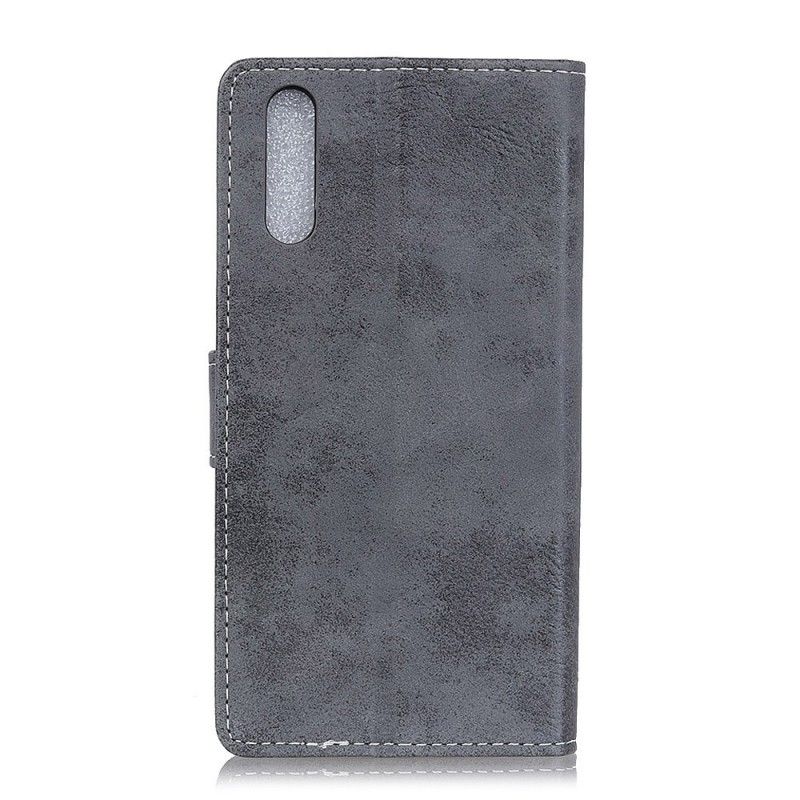 Etui Folio Samsung Galaxy A50 Granatowy Szary Efekt Skóry W Stylu Vintage