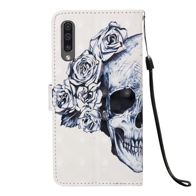 Etui Folio Samsung Galaxy A50 Kwiatowa Czaszka Etui Ochronne